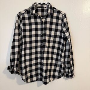 Zara Basic Black & White Plaid Flannel Shirt
